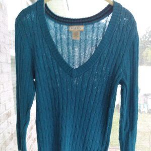 Arizona Jean Company Cable Knit 3/4 Sleeve Women's Jr Size Large in Solid Blue